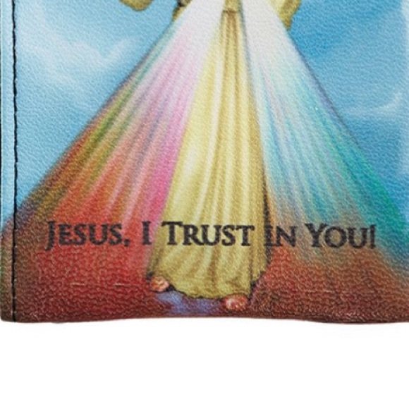 Divine Mercy Rosary pouch with zipper gold loop and cross charm - Picture 3 of 4